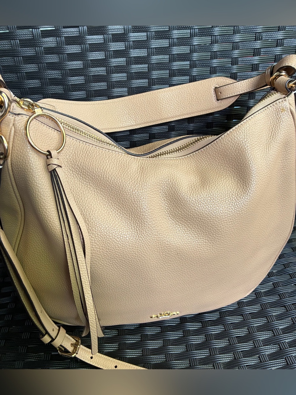 COACH BAG,Coach Pebbled Leather Hobo Bag in Light Beige - Picture 7 of 16